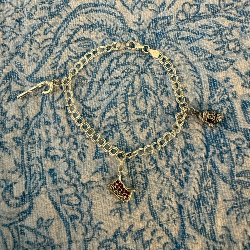 Vintage Christmas Sterling Silver Charm Bracelet